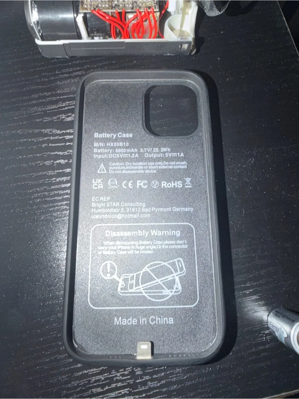 Apple Black Battery Case with Power Button and LED Indicators